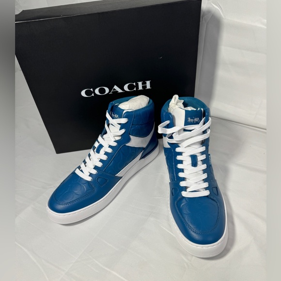 New Authentic Coach Mens Shoes Clip Court High Top Sneaker In Signature Sz 11.5 - Picture 4 of 12